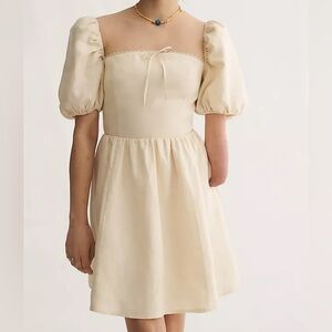 Reformation Malvina Linen Mini Dress bridge cream 
Size 8